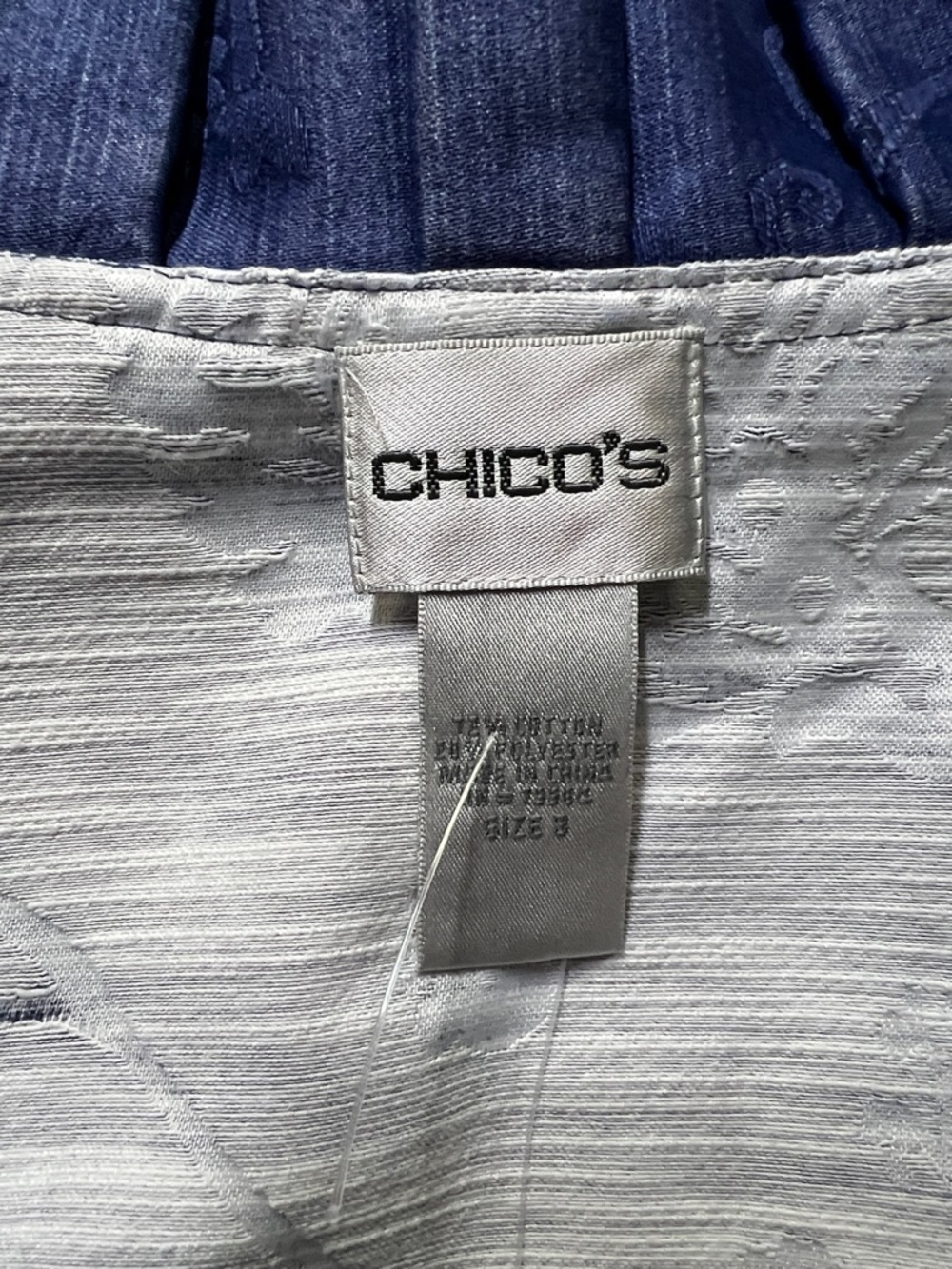 Chicos Subtle Jacquard Rory Ruffled Jacket Blue - Picture 4 of 5